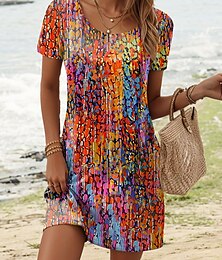 ieftine -Pentru femei Rochie Mini Rochie casual Casual Zilnic Fit regulat Ombre Manșon scurt Stil Nautic Portocaliu Vară