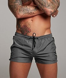 billiga -Herr Badshorts Boardshorts Boardshorts Underdelar Snörning Med fickor Simmning Surfing Strand Vattensport Solid färg Sommar Vår