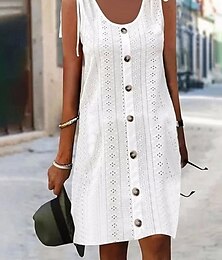 abordables -Femmes Mini Robe Robe Blanche Robe de remise des diplômes Robe Décontractée Robe débardeur Basique Occasionnel Vacances Quotidien Coupe régulière Uni Sans manches Col en V Noir Blanche Rose Claire