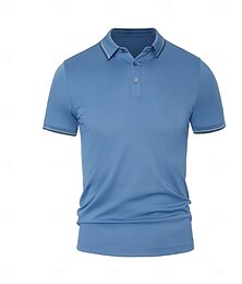 billige -herre silke bomull arbeid business casual poloskjorte nederlagbar kortermet vintage mote ensfarget fargeblokk sommer vår svart hvit marineblå blå lys grå oransje poloskjorte