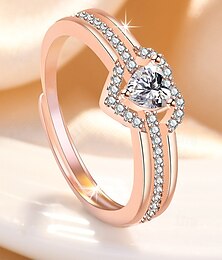 voordelige -damesring met roségouden hart en zirkonia - een elegante verlovingsring voor een speciale gelegenheid