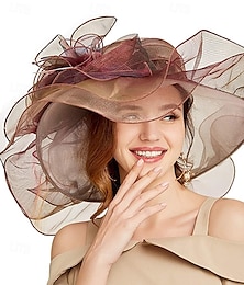 economico -Cappelli Organza Cappello da Sole Casuale Tè Corsa di Cavalli Elegante Vintage Carino Con Tulle Copricapo Copricapo