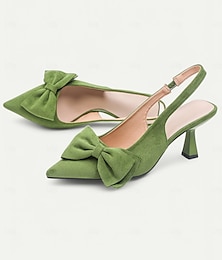 preiswerte -Slingback-Pumps aus Wildleder für Damen – spitze Kitten Heels mit Schleifendetail, elegante Pumps für Partys und das Büro