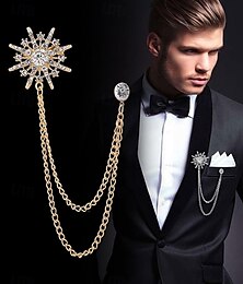 economico -elegante spilla a forma di stella di cristallo con catene dorate – spilla elegante per uomo e donna, perfetta per abiti, matrimoni e occasioni formali