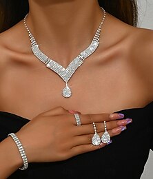 economico -I monili nuziali 1 Lega 1 bracciale Orecchini Collane Per donna Moda Lusso Romantico Fantasia Gioia Di forma geometrica Parure di gioielli Per Abiti da sera per feste