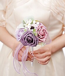 economico -Fiori da polso per matrimoni bouquet matrimonio  evento  festa in PVC (cloruro di polivinile) stile floreale