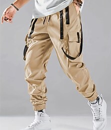 abordables -Homme Pantalon Cargo Pantalon Jogger Pantalon Cordon Multi poche Taille élastique avec cordon de serrage Plein Vestimentaire Extérieur du quotidien Camping et randonnée Mode Classique Noir Vin