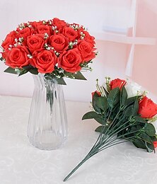 economico -Regali di Natale per donne mamma bouquet di rose artificiali gialle realistiche da 18 pezzi - decorazione per la casa regalo per amici e familiari - perfetto per San Valentino Natale Festa della