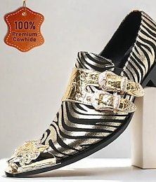 preiswerte -Herren-Loafer aus hochwertigem Rindsleder mit auffälligem Zebramuster und Doppelschnallendesign – stilvolles, bequemes Schuhwerk für formelle und modische Anlässe