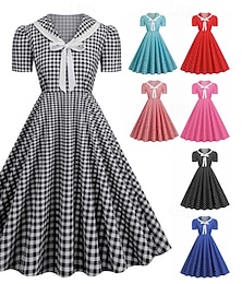 levne -Retro 50. léta Rockabilly Šaty Houpací šaty Maškarní kostým Dámské Karneval Plesová maškaráda Denní nošení loučení se svobodou nevěsty Dospělé Šaty Šaty pro návrat domů