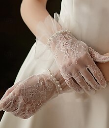 abordables -Dentelle Longueur Poignet Gant Elégant / Style classique Avec Couleur Pure Gants de Mariage / Fête