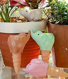 economico -Confezione da 4 graziosi elefante in ceramica, argilla, chiodo rosso, sistema di irrigazione automatico per piante, facile, efficiente e sano giardinaggio