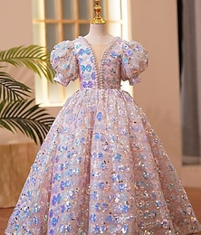 economico -Abito da Fiorella Corto  Mini Abito da Sposa Abbigliamento per Cerimonie Ragazze Carino Abito da Prom in Tulle con Ricami Stile Spiaggia 3-16 Anni