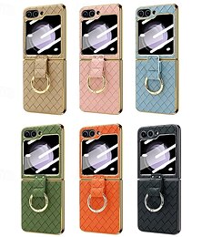 رخيصةأون -هاتف غطاء من أجل سامسونج جالاكسي زد فليب 6 Z Flip 5 Z Flip 4 Z Flip 3 غطاء خلفي مشبك حلقة ضد الصدمات مكتب  /  الأعمال جلد PU
