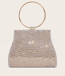 economico -elegante pochette da sera in cristallo con manico ad anello dorato – borsa da donna con strass per matrimoni, feste e occasioni speciali