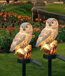 economico -2 luci solari da giardino a forma di panda e gufo – artigianato in resina a led per percorsi esterni, prato e decorazioni per paesaggi natalizi