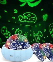 abordables -1 lot de 3 lampes de projection de nuit étoilée à thème - veilleuse multicolore rotative à 360 degrés, design dinosaure licorne adapté au plafond de la chambre, lumière de sommeil créative, cadeaux