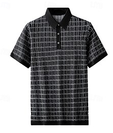 economico -Per uomo Polo Maglione polo lavorato a maglia Affari Casuale Bavero Manica Corta Formale Ufficio A quadri Patchwork Estate Nero Verde chiaro Verde scuro Arancione Polo