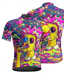 abordables -Homme Maillot de cyclisme Graphique Manche Courte Cyclisme T-shirt Maillot avec 3 poches arrière VTT Vélo tout terrain Séchage Rapide Design Anatomique Évacuation de l'Humidité Respirant Des sports