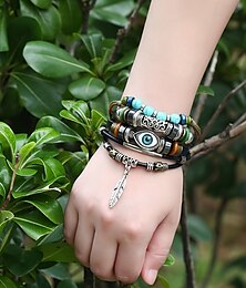 abordables -Bracelets en cuir Femme Fantaisie Précieux mode Bracelet Bijoux Bleu Forme Géométrique pour Soirée