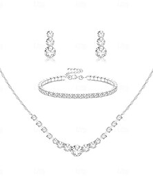 economico -I monili nuziali 1 Lega 1 bracciale Orecchini Collane Per donna Moda Lusso Coreano Romantico Fantasia Gioia Di forma geometrica Parure di gioielli Per Abiti da sera per feste