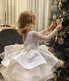 economico -Abito da Ballo Corto  Mini Abito per Fiori D'Avvallo Festa di Matrimonio Ragazze Carino Abito da Prom in Tulle con Ricamo Mini Sposa In Spiaggia Fit 3-16 Anni