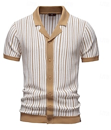 billige -Herre Polo Strikk polo Formell Arbeid Aftæpning Kortermet Stripet Vertikale striper Stripe-Trim Stripe Vår Grønn Kakifarget Polo