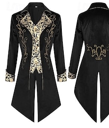 abordables -Rétro Vintage Médiéval Renaissance Manteau Queue-de-pie Prince Vampire Noble Jacquard Homme Royal Steampunk Halloween Carnaval Mascarade Carnaval Performance LARP Adulte Manteau