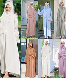 お買い得  -女性用 ドレス アバヤ ヒジャブスカーフ ドバイ イスラム教 アラビア語 イスラム教徒 ラマダン 成人 ドレス