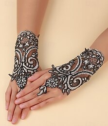 abordables -gants de mariée élégants en dentelle blanche – gants de mariage vintage sans doigts avec broderie florale pour les mariées et les événements officiels