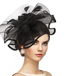 abordables -chapeau de thé vintage - 2025 maille kentucky fascinators bandeau fleur plume chapeaux derby pour femmes filles