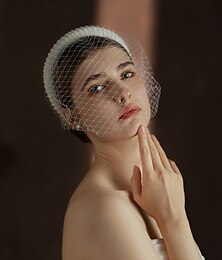 abordables -Bandeaux Coiffe Filet Chapelet Mariage Rétro Vintage Mariage Avec Tulle Casque Couvre-chef