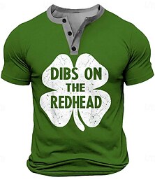 preiswerte -Herren St. Patrick Text Lustig Glücksklee T Shirt Henley Shirt Kurzarm Designer Retro Vintage Strasse Casual Täglich Sommer Frühling Dunkelgrün Schwarz Grün Henley Henley T-Shirt