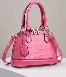 abordables -Sac à main élégant pour femme avec motif de pierre verte et bandoulière réglable, cuir verni brillant, design à la mode, adapté au travail, aux fêtes et à un usage quotidien, couleur vin noir orange