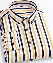 economico -Per uomo Camicia Camicie Camicia con bottoni Strisce Matrimonio Feste Blu navy + bianco Nero Bianco Giallo Manica lunga Bavero Primavera Autunno Abbigliamento Tasche