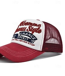 billiga -Herr Basebollkeps Solhatt Trucker Hat Mesh Keps Svart Vin Bomull Justerbara Mode Dagliga kläder Festival Bokstav Broderi Ledigt / vardag