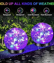 billige -2 stk 12cm-35lets utendørs solenergi sprukket glasskule jordplugg i lys gårdsplass hage plen sti bryllup festival atmosfære dekorativt lys