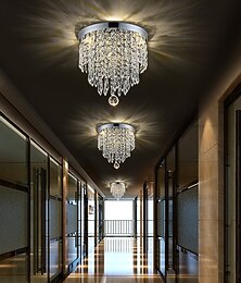 abordables -Lámpara de techo redonda LED de cristal con brillo LED, luces de pasillo 110-240 V