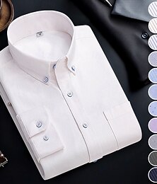 billiga -Herr Skjorta Button Down skjorta Oxford skjorta Icke-järnskjorta Randig tröja Pläd / Randig / Chevron Bröllop Kontor & Karriär Ljusblå Vit Marinblå Kungsblå Långärmad Tröjkrage Alla årstider Kläder