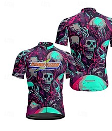abordables -Hombre Maillot de Ciclismo Manga Corta Bicicleta Camiseta Maillot con 3 bolsillos traseros MTB Bicicleta Montaña Transpirable Secado rápido Diseño Anatómico Capilaridad Morado Azul Morado Cráneos