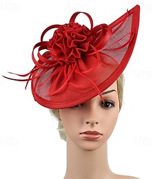 abordables -Coiffe Imitation Lin Mariage Fête du thé Course de chevaux Elégant Rétro Vintage Le style mignon Avec Fleur Casque Couvre-chef