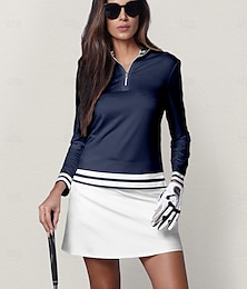 abordables -Femmes T-shirt POLO bleu marine Vert foncé manche longue Top Vêtements de golf pour femmes, tenues, vêtements