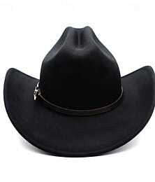 economico -cappello da cowboy in lana da uomo occidentale con fibbia in metallo cappello da cavaliere vintage chapeu cowb