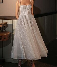 economico -Abiti da cocktail A-Line abito elegante festa di cocktail semi formale lunghezza al pavimento senza maniche scollatura a cuore poliestere con glitter