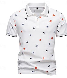 billige -Herre Polo Strikk polo Formell Arbeid Aftæpning Kortermet Bokstav & Nummer Knapper Sommer Hvit Grønn Beige Polo