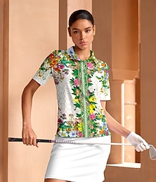 abordables -Femme T-shirt POLO Vert Manche Courte Top Vêtements de golf pour femmes, tenues, vêtements