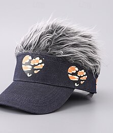 preiswerte -Herren Schirmmütze mit Stachelperücken Visier aus Kunsthaar Perücke Herren Sonnenhut Cap Basecap Perückenhut Schwarz Kaffee 100% Baumwolle Bedruckt Modisch Brautkleider schlicht Täglich Festival Herz