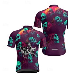 abordables -Homme Maillot de cyclisme Crâne Manche Courte Cyclisme T-shirt Maillot avec 3 poches arrière VTT Vélo tout terrain Séchage Rapide Design Anatomique Évacuation de l'Humidité Respirant Des sports Noir