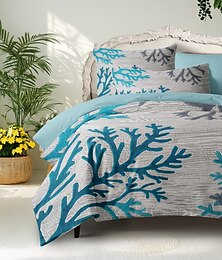 economico -set copripiumino spiaggia corallo in cotone set tema tema acqua oceano set morbido set biancheria da letto di lusso in 3 pezzi decorazioni per la casa regalo twin completo king size copripiumino queen size