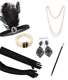 levne -Řvoucí 20s 20. léta 20. století Bubenová čelenka Sada příslušenství Velký Gatsby Charleston Peří Maškarní kostým Dámské Nový rok Plesová maškaráda Párty loučení se svobodou nevěsty Dospělé 1 x